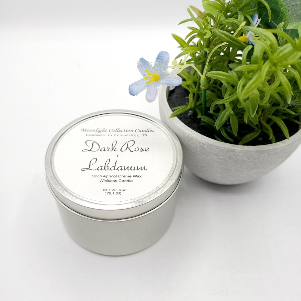 Final Price Wickless Tin Candle And Wax Melt Dark Rose + Labdanum